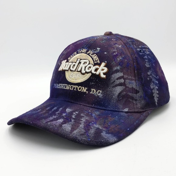 Hard Rock Cafe Washington DC Custom Painted Tie Dye Reworked Trucker Hat Navy